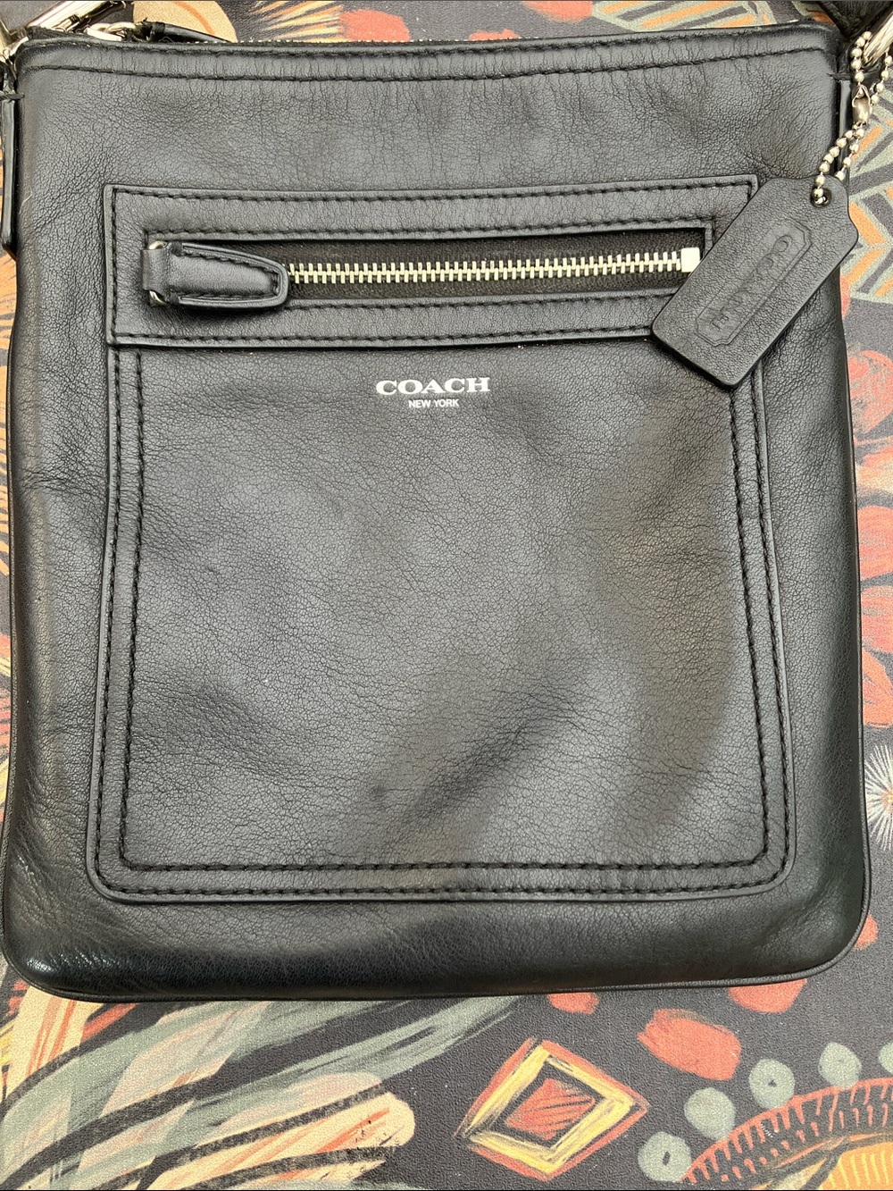 Vintage Coach Smooth Black Leather Legacy Swing Pack Crossbody 47989